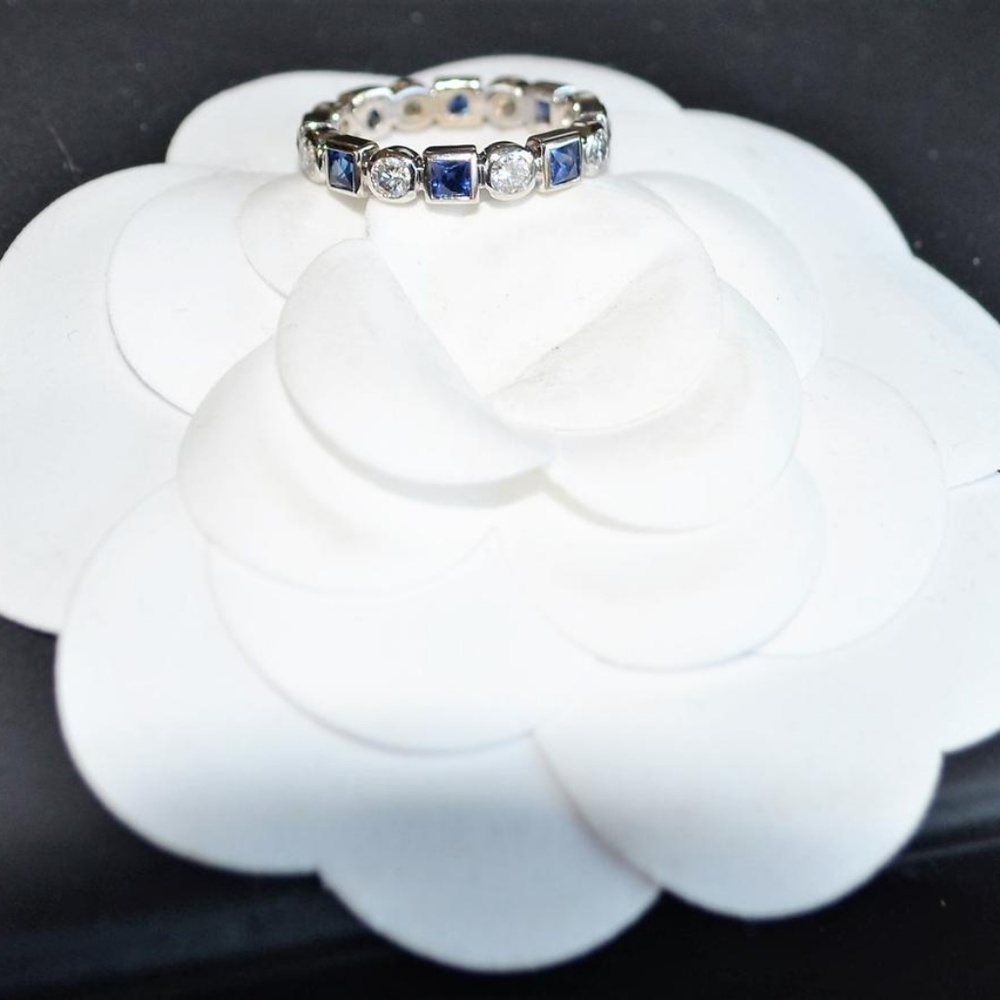 SOLD Tacori 18k WG Princess Diam Sapphire Eternity - Picture 3 of 6